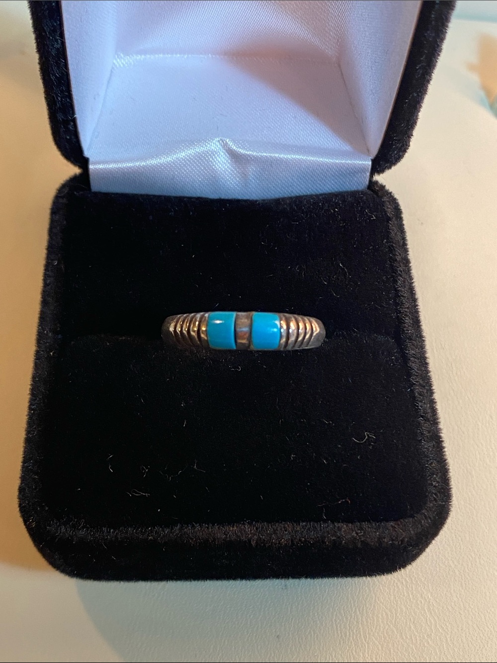 Vintage Coro Sterling Silver Turquoise Inlay Ring – 925